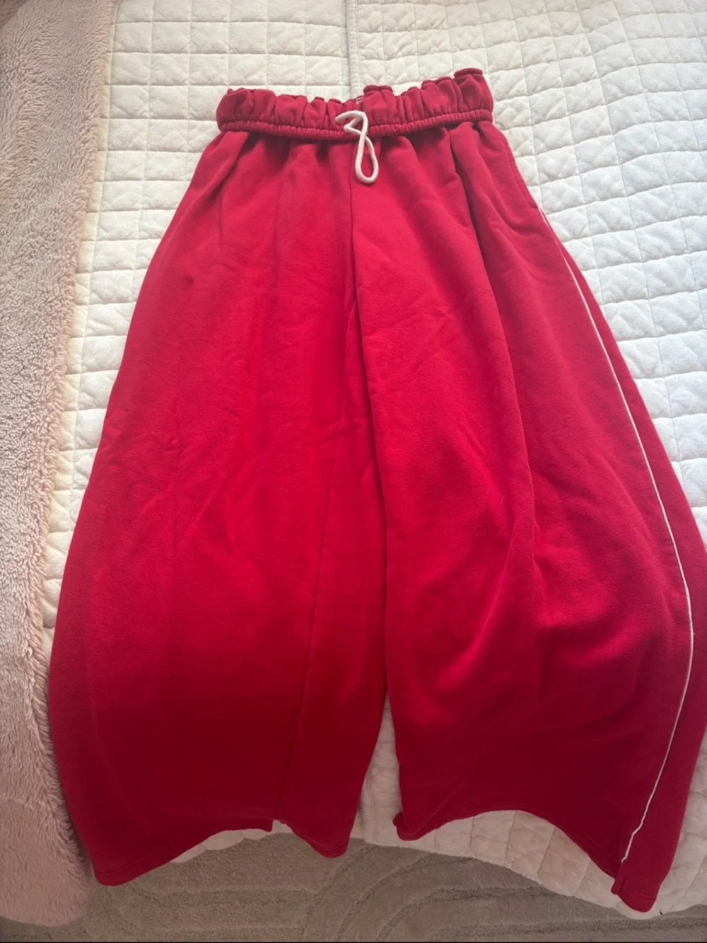 Urban Outfitters Red Kids Wide-Leg Sweatpants with Drawstring